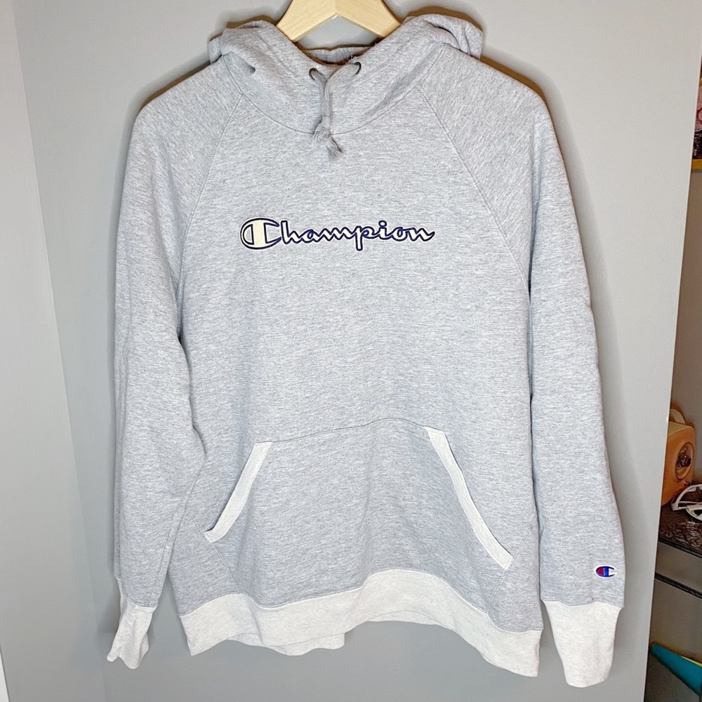 Champion Authentic Gray Hoodie Sweatshirt Size XXL